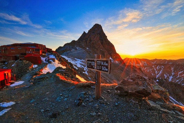 槍ヶ岳山荘からの山頂