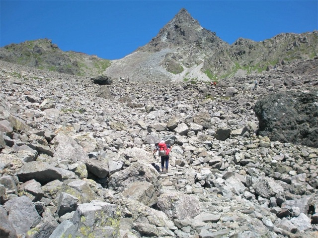 槍ヶ岳を見上げる